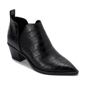 Dolce Vita Women's 7 Black Slide-on Moc Croc Heel Ankle Booties